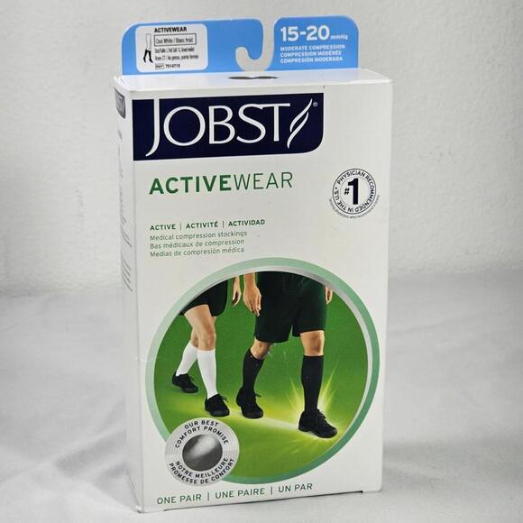 JOBST ActiveWear Compression Size Large Full Calf Socks 15-20 mmHg Cool White - Picture 1 of 13